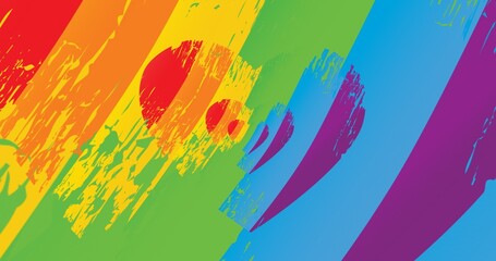 Picture of heart in rainbow colors over abstract background