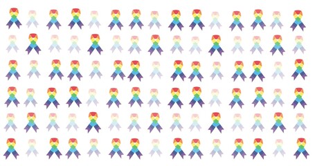 Rainbow pale and saturated ribbons on white background