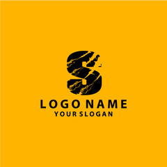 grunge initial letter S icon, scratch effect. modern template logo design