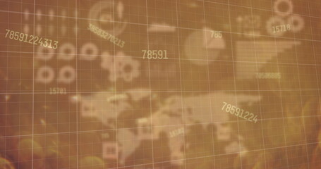 Red graphs and multiple changing numbers over statistical data processing and world map