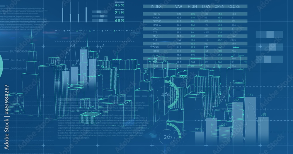 Aufkleber graphs and data with virtual buildings in a city