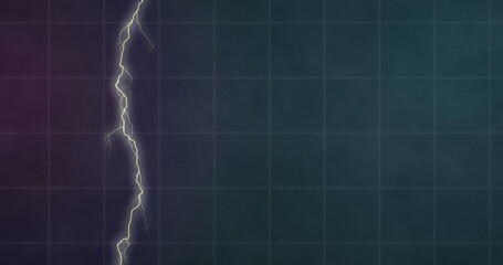 Digital image of thunder effect over financial data processing against blue background