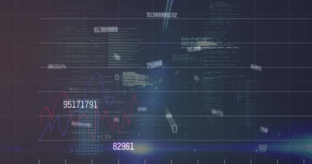 Digital image of multiple changing numbers against financial data processing