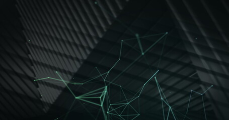 Network of connections against black background