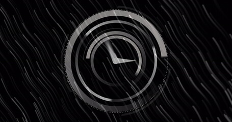 Digital clock ticking against light trails moving on black background