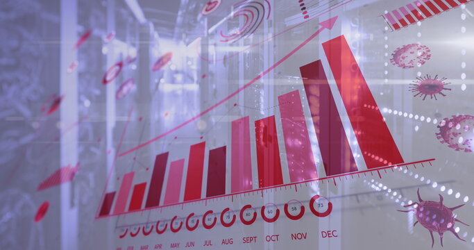 Coronavirus digital interface against server room - Powered by Adobe