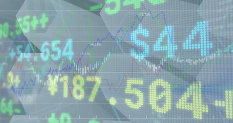 Fototapeta premium Image of financial data processing on stock exchange screen