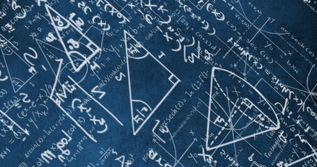 Image of hand written mathematical formulae and drawings