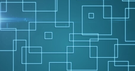 Image of network of connections with online shopping icons and square outlines