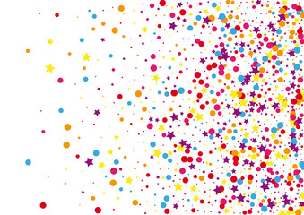 Yellow Rainbow Star Illustration. Party Circle Background. Pink Dot Surprise Decoration. Pattern Confetti Background.