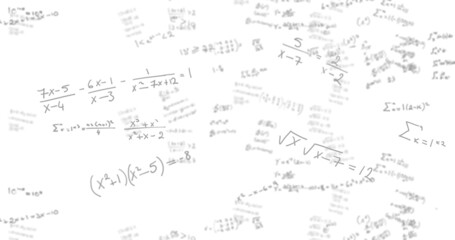 Image of math equations hand written on white screen