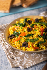 Curry risotto with spinach