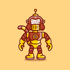 Fototapeta na wymiar cute monkey wearing robot armor