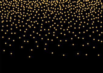 Gradient Falling Dot Illustration. Magic Glitter Pattern. Yellow Circle Rich Design. Decoration Confetti Frame. Golden Grainy Texture.