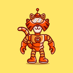 cute tiger wearing robot armor