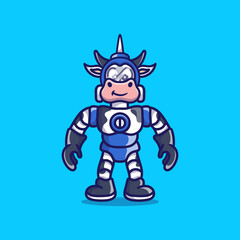cute cow wearing robot armor