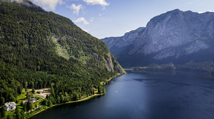 Fototapeta na wymiar Lake Altaussee in Austria - aerial view - travel photography