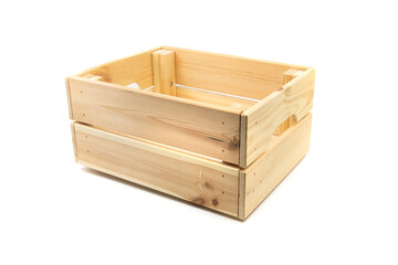 Wooden box or crate container isolated on white.