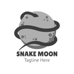 vector logo snake wrapped around the moon