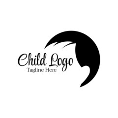 vector silhouette of child's head for logo design. simple logo
