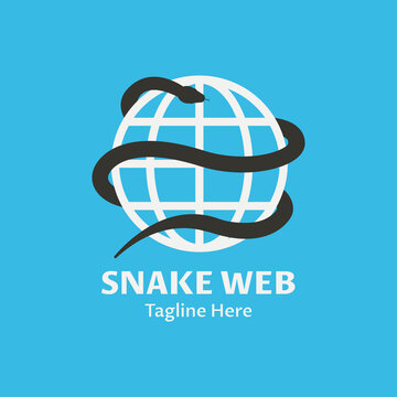 snake and web logo on light blue background