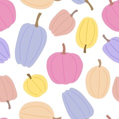 Colorful pumpkin on a white background. Seamless vector pattern