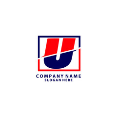 U letter logo with slice concept vector. Colorful Slice U letter logo modern, minimal, elegant, brand and trendy