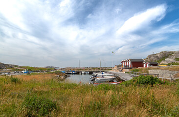 Fototapeta na wymiar Small boats harbour on Swedish West coast