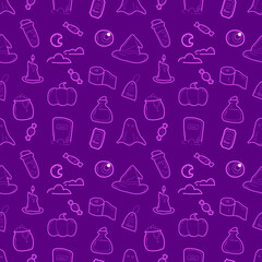 Vector image for Halloween party hand drawn seamless patterns