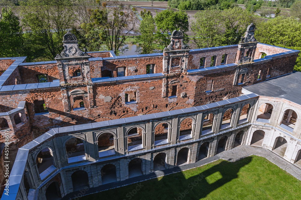 Wall mural View from a tower of ruined palace in Tworkow, small village in Silesia region of Poland