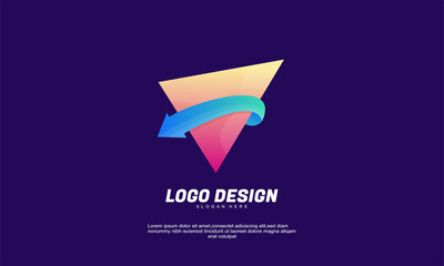 stock illustrator abstract shape triangle and arrow logo modern for company collections gradient color design