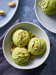 pistachio ice cream in a plate