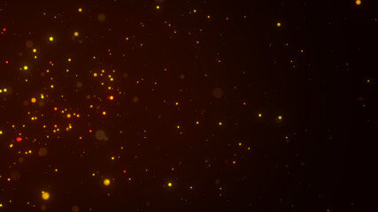 Dust particles with bokeh effect. Abstract magic background. 3d rendering.
