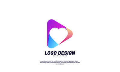 awesome creative shapes idea modern love triangle logo finance corporate business gradient color design template
