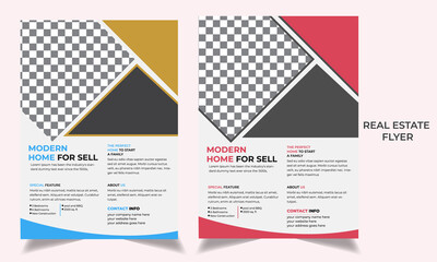 Real estate flyer template design for property sale promotion. 