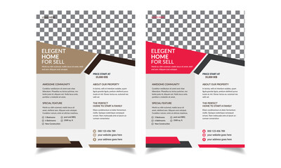 Real estate flyer, poster vector illustration. 
