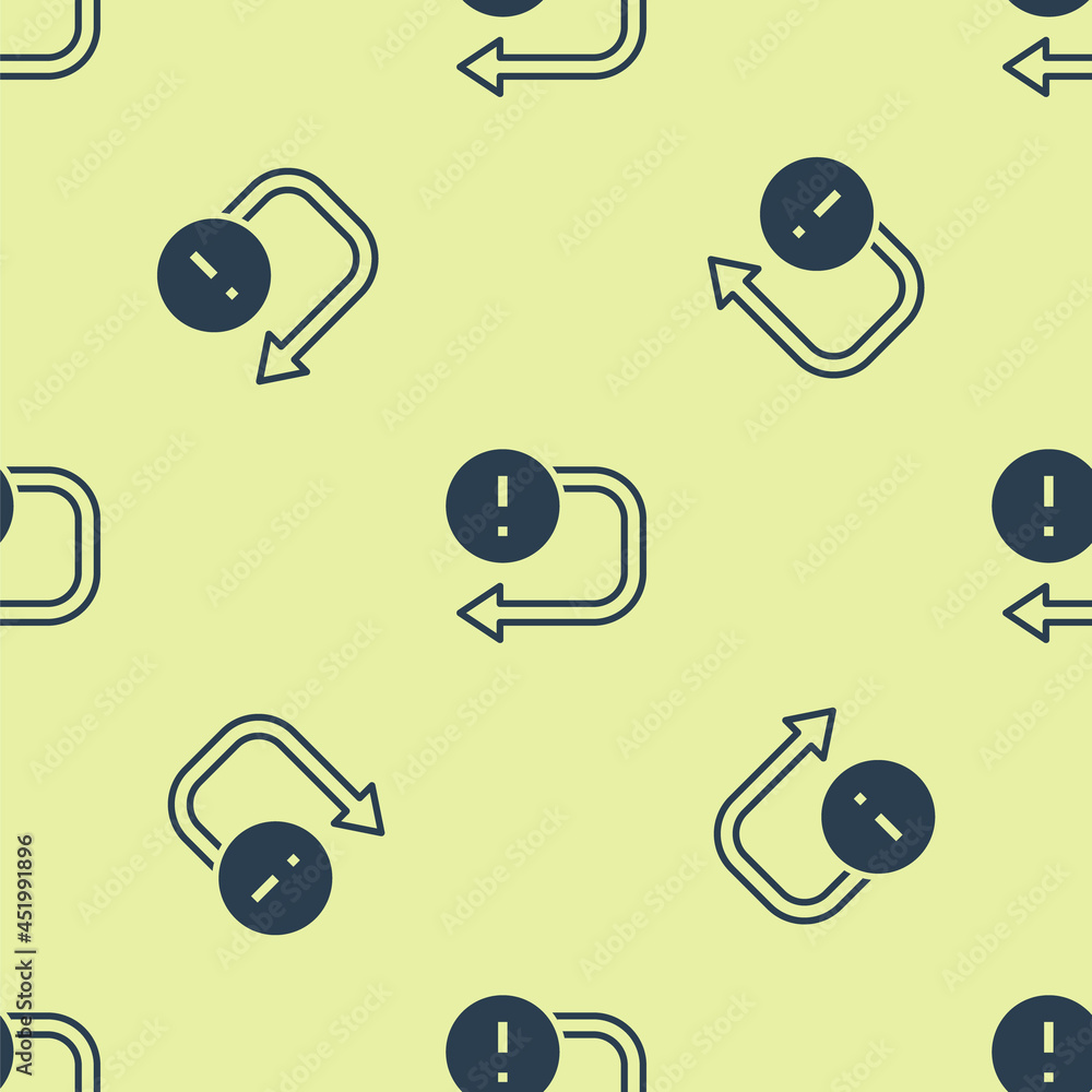 Poster blue arrow icon isolated seamless pattern on yellow background. direction arrowhead symbol. navigati