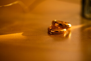 wedding rings on the table