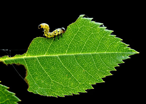 false caterpillar of the rose bush (Arge rosae)