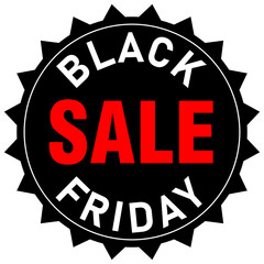 Black Friday Sale Round Sign Sticker or Adhesive Icon. Vector Image.