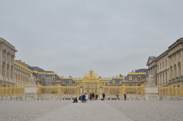 Front facade of Famous palace Versailles. The Palace Versailles was a royal chateau. It was added...