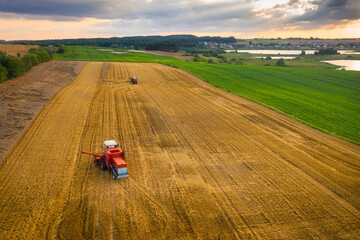 Beautiful scenery of fields during harvest in northern Poland