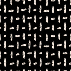Vector white drawn stripes black seamless pattern