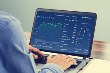 Man using computer trading online, Man investment in stock exchange trade