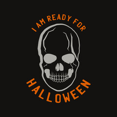 Vintage Halloween typography badge graphics with pumpkin, ribbon and quote text - Witch better have my candies. Holiday scary emblem label. Stock sticker