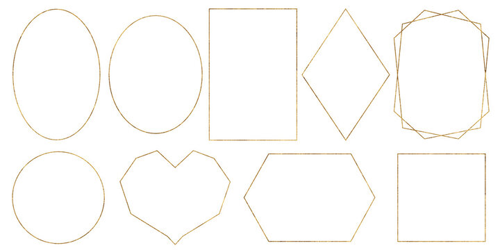 OLA minimalist thin geometric gold frames, oval diamond polygonal square rectangle shapes
