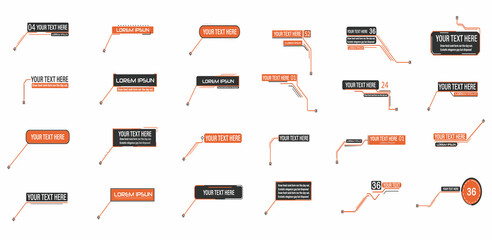 Digital callouts, footnotes. Layout for links and digital information. Source for advertising. Set of HUD. Vector illustration.	