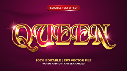 Queen luxury gold 3d editable text effect template style © agungkreatif