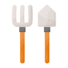 Spade and Rake Concept, Garden Equipment Vector Icon Design, Autumn or Fall activities Symbol, Dry weather Sign, Temperate climates Elements Stock illustration