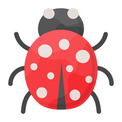 Red Ladybird Beetle Concept, Marybeetle Vector Icon Design, Autumn or Fall activities Symbol, Dry weather Sign, Temperate climates Elements Stock illustration